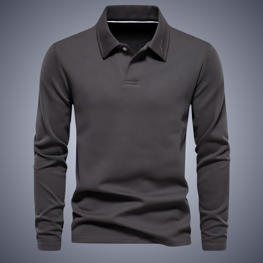 Mænds Langærmet Poloshirt Klassisk Stil 3