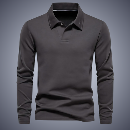Mænds Langærmet Poloshirt Klassisk Stil 3