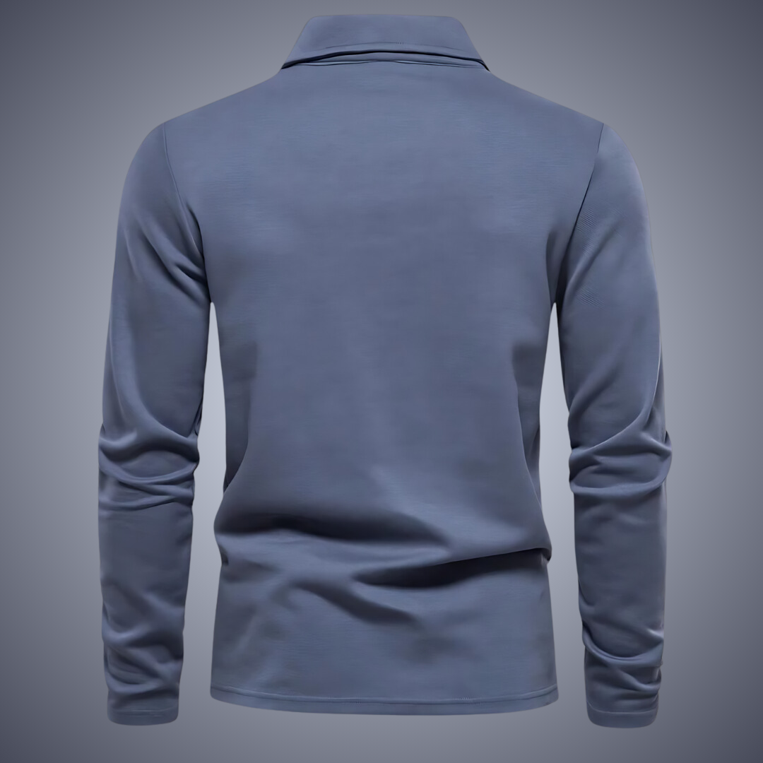 Mænds Langærmet Poloshirt Klassisk Stil 4
