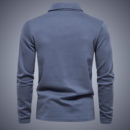 Mænds Langærmet Poloshirt Klassisk Stil 4