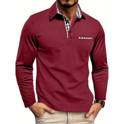 Mænds Langærmet Poloshirt Tidløs Stil 0