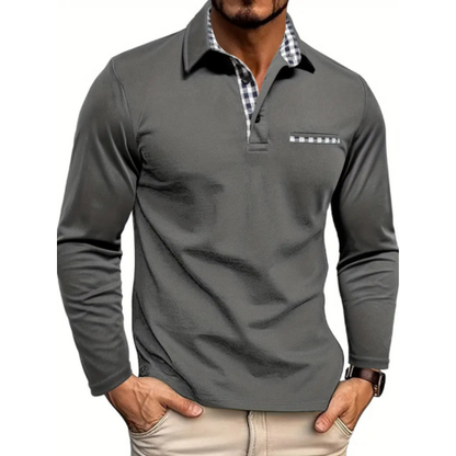 Mænds Langærmet Poloshirt Tidløs Stil 1