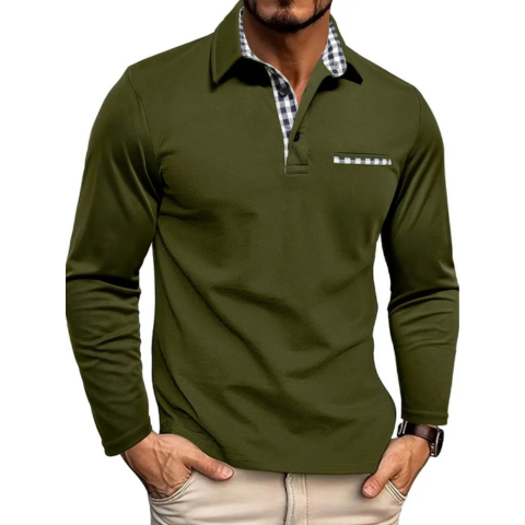 Mænds Langærmet Poloshirt Tidløs Stil 2