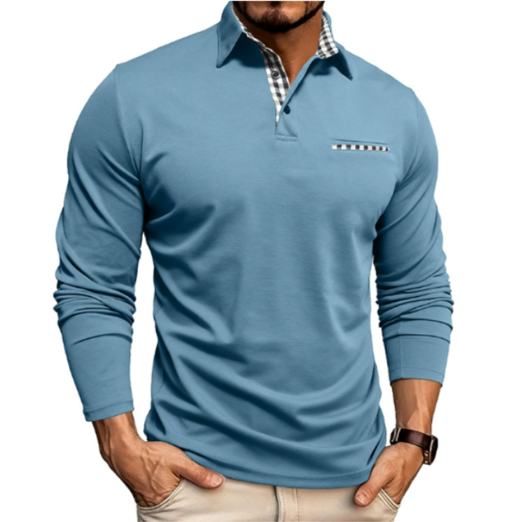 Mænds Langærmet Poloshirt Tidløs Stil 3