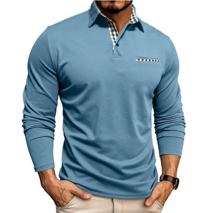 Mænds Langærmet Poloshirt Tidløs Stil 3