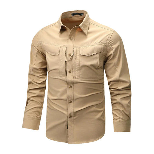 Mænds Langærmet Skjorte med Multi-pocket Design 0