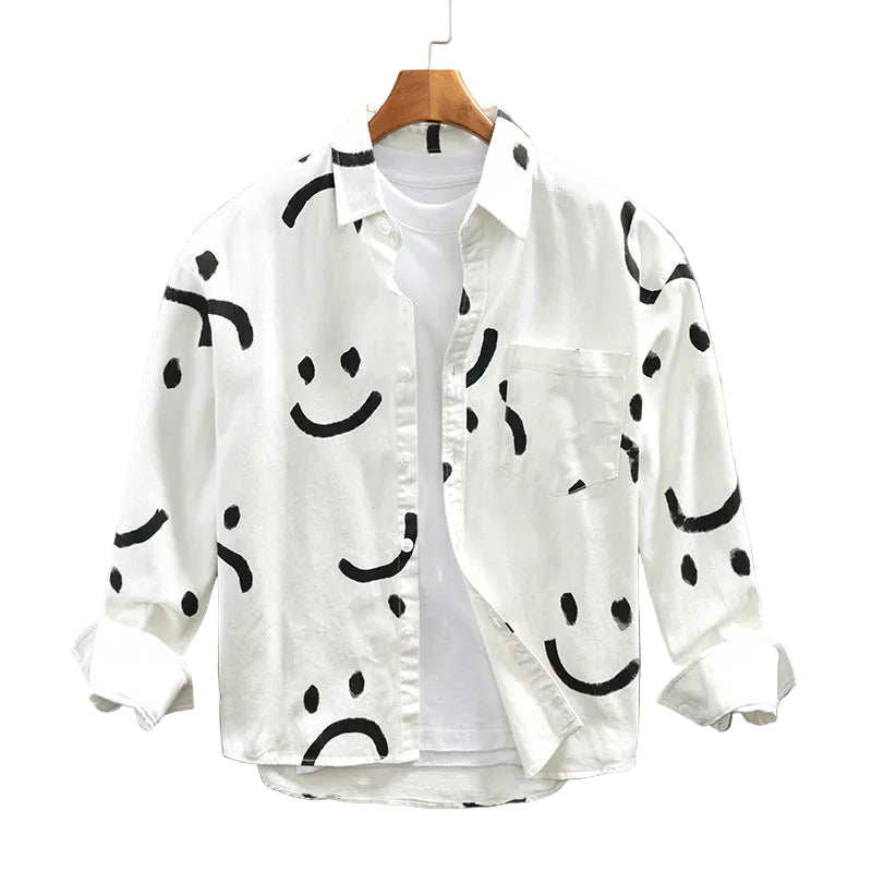 Mænds Langærmet Skjorte med Smileymønster 0