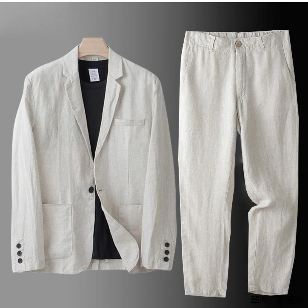 Mænds Linned Sæt Casual Stil 0