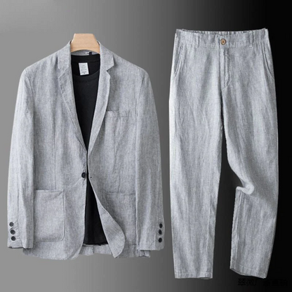 Mænds Linned Sæt Casual Stil 4