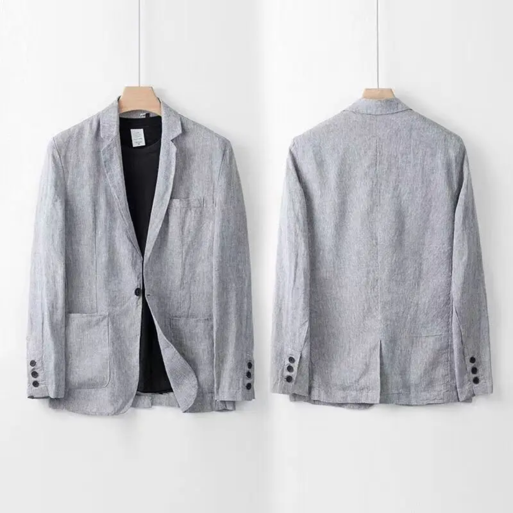 Mænds Linned Sæt Casual Stil 5