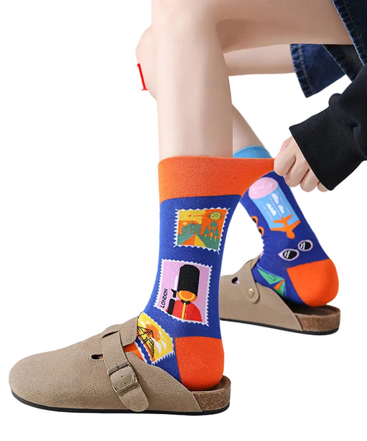 Mænds Mid Calf Sokker med Asymmetrisk Design 0