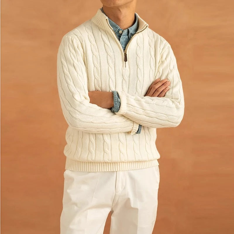 Mænds Mock Neck Sweater Jacquard Stil 1