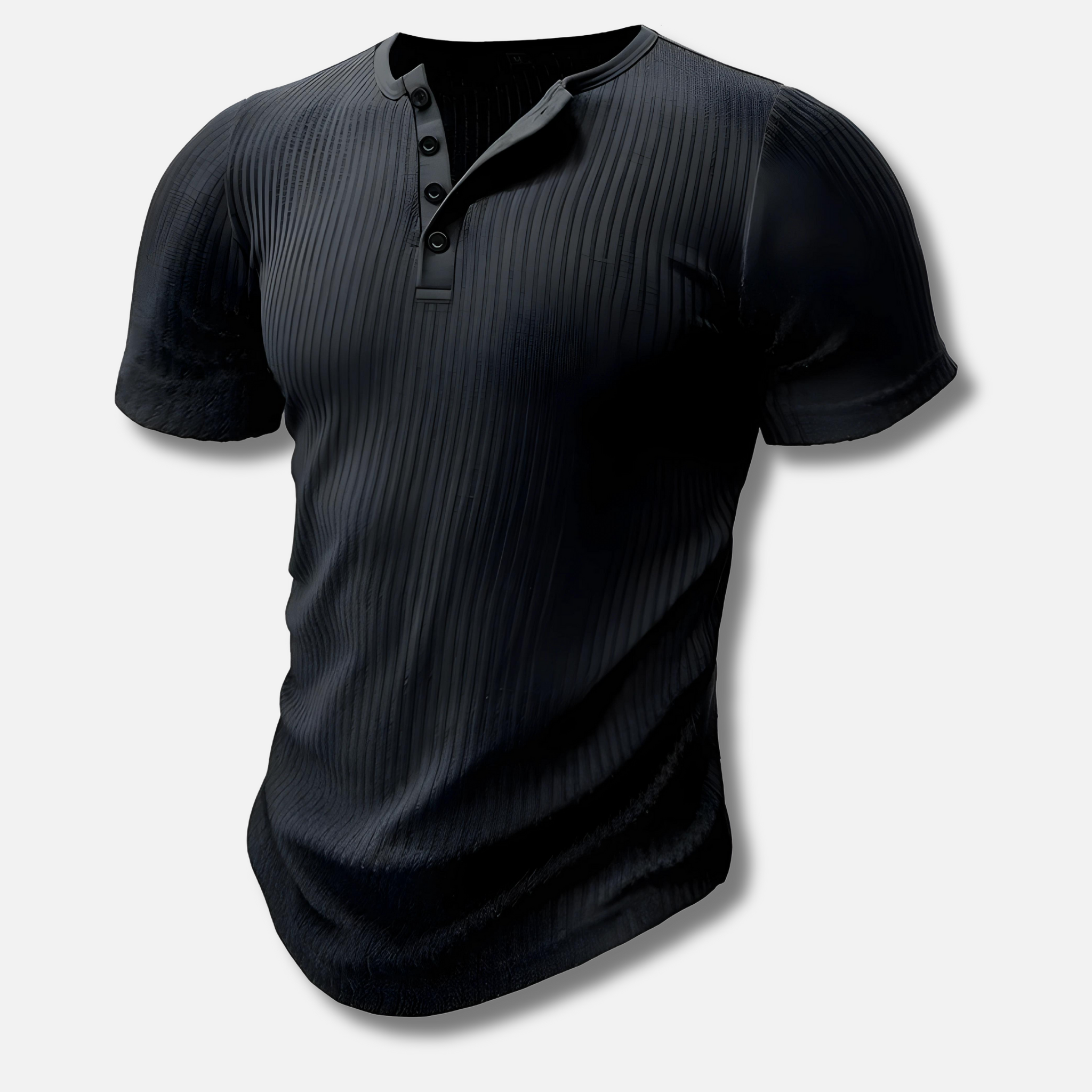 Mænds Muscle Fit T-shirt Henley Stil 1