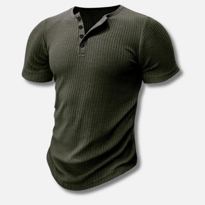 Mænds Muscle Fit T-shirt Henley Stil 2
