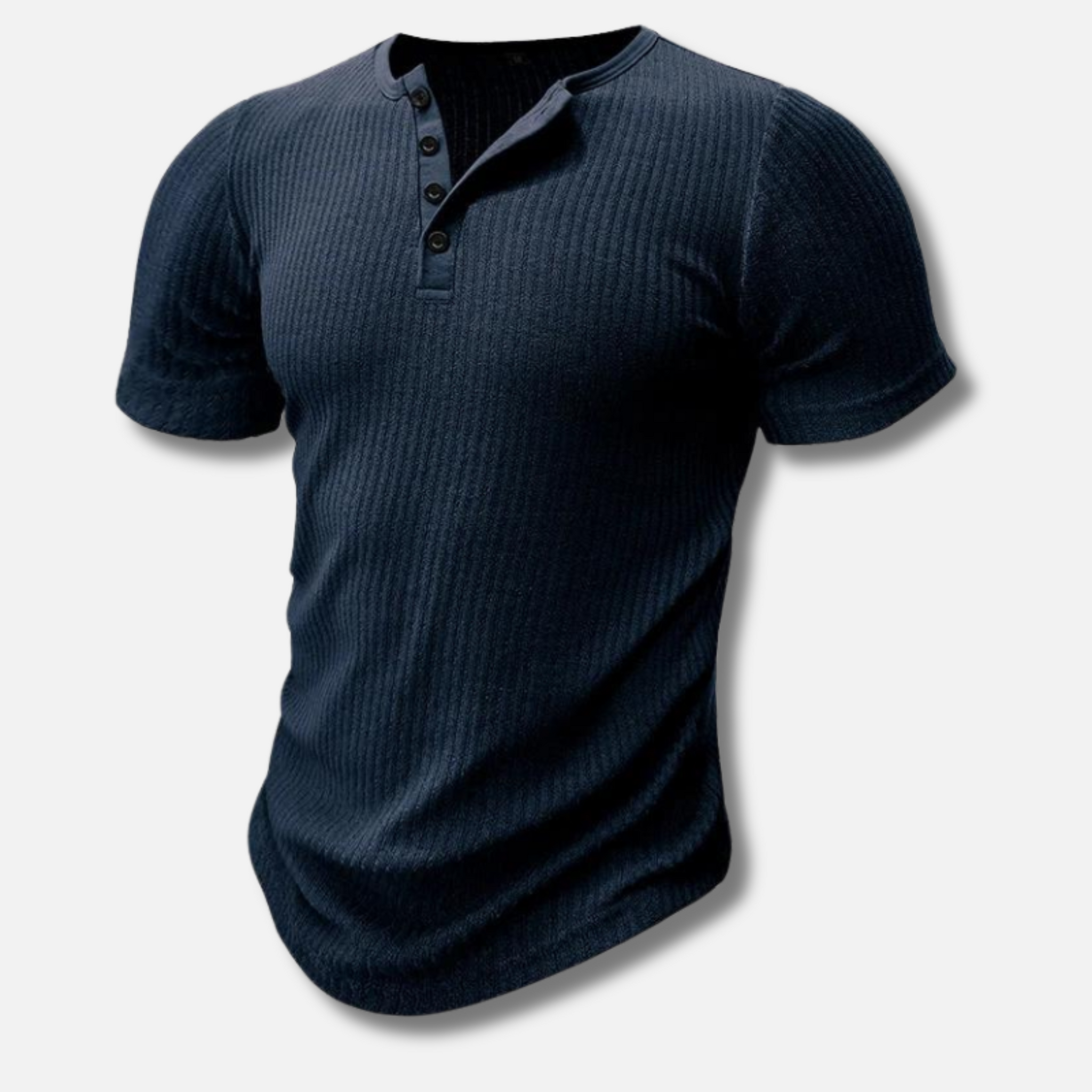 Mænds Muscle Fit T-shirt Henley Stil 4