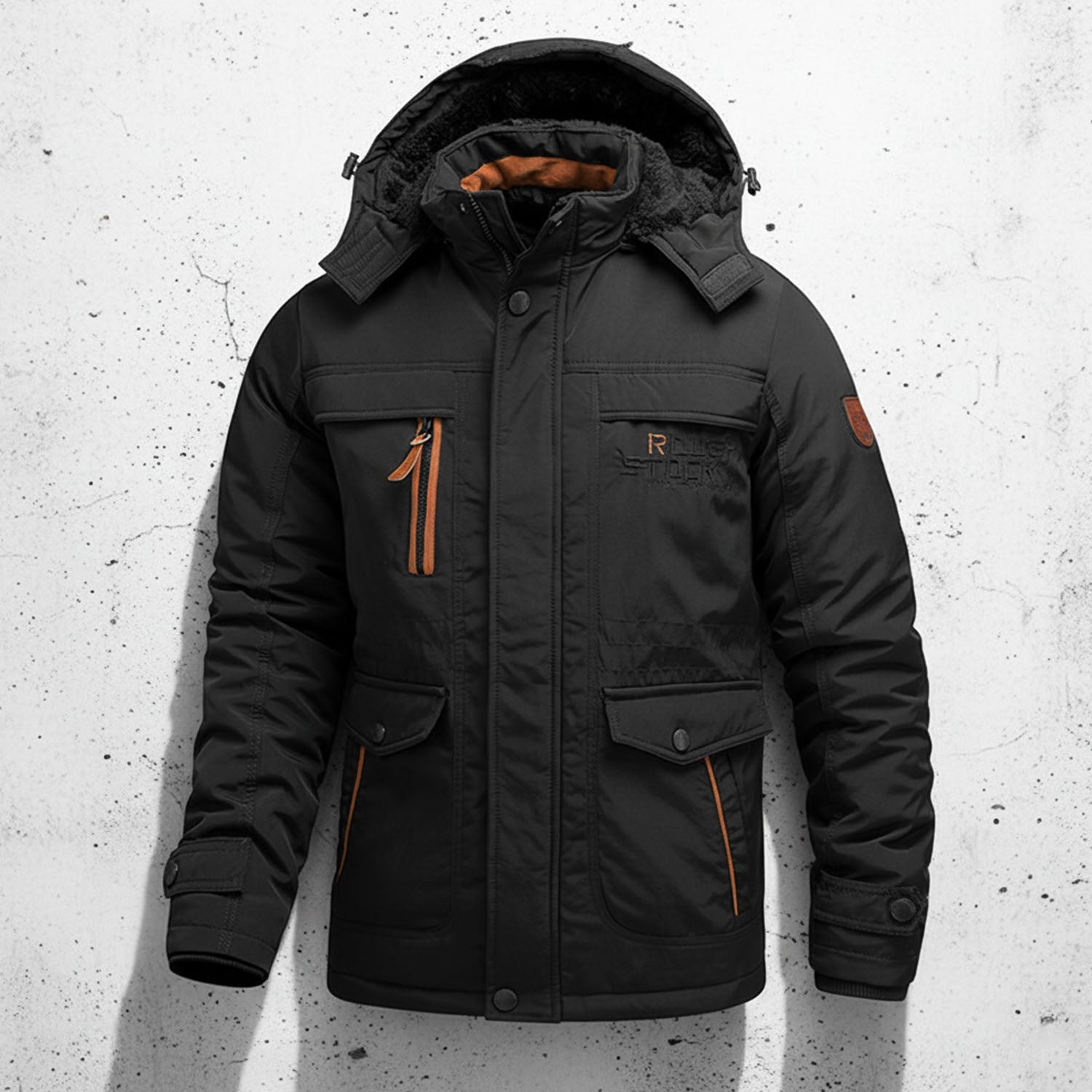 Mænds Parka med Hætte og Cargo Lommer 2