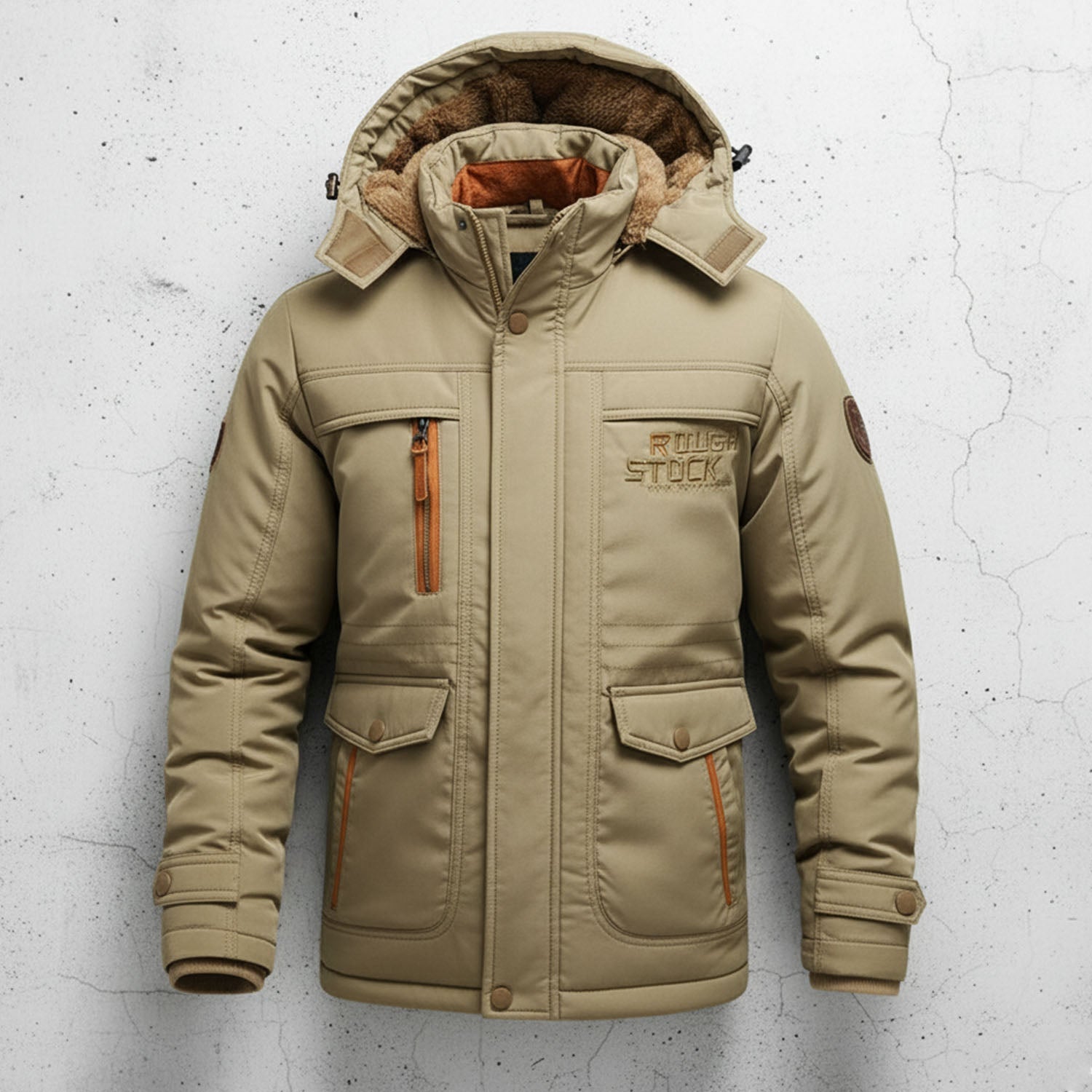 Mænds Parka med Hætte og Cargo Lommer 3