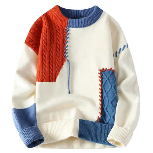 Mænds Patchwork Sweater Moderne 0