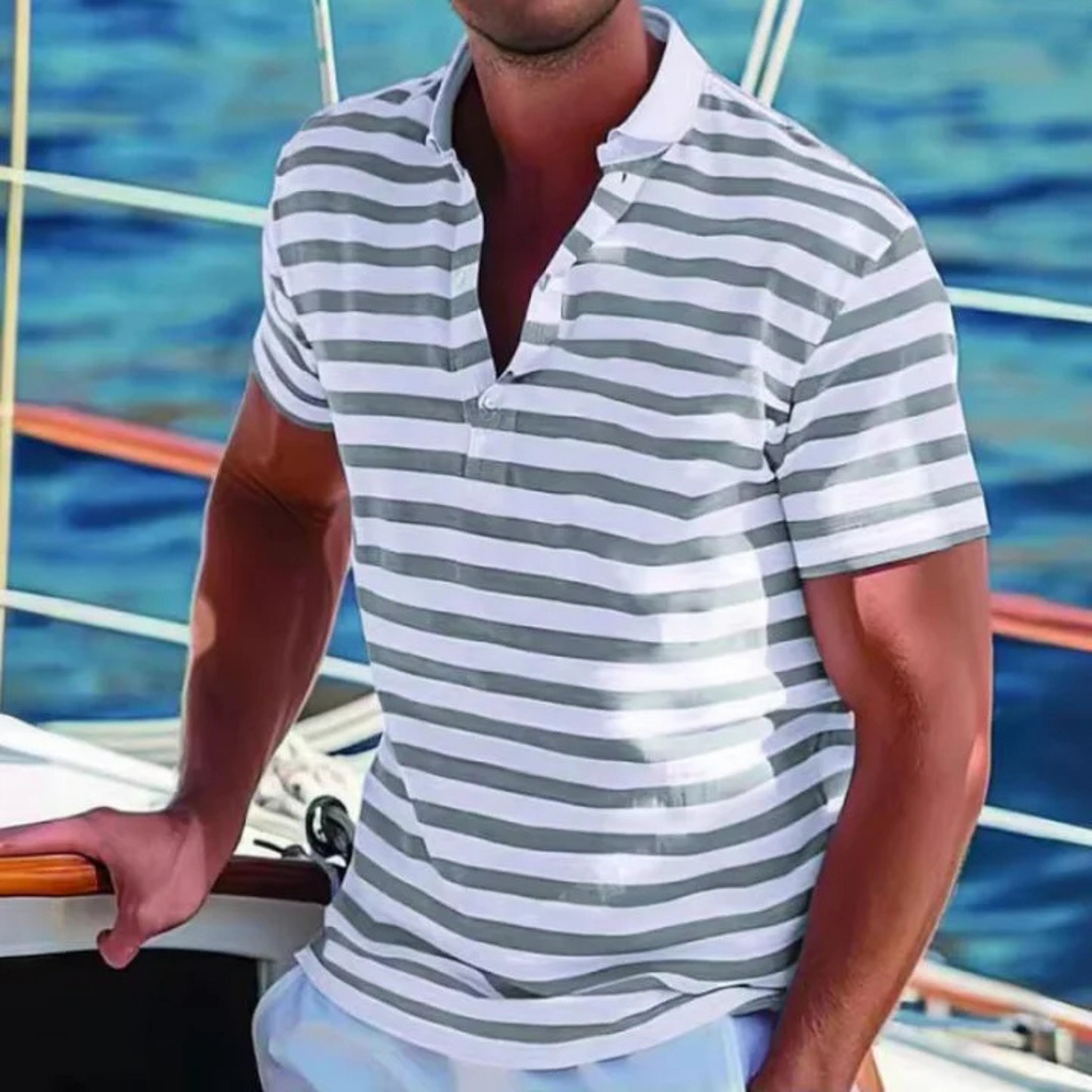 Mænds Polo Shirt Retro Stribet 0