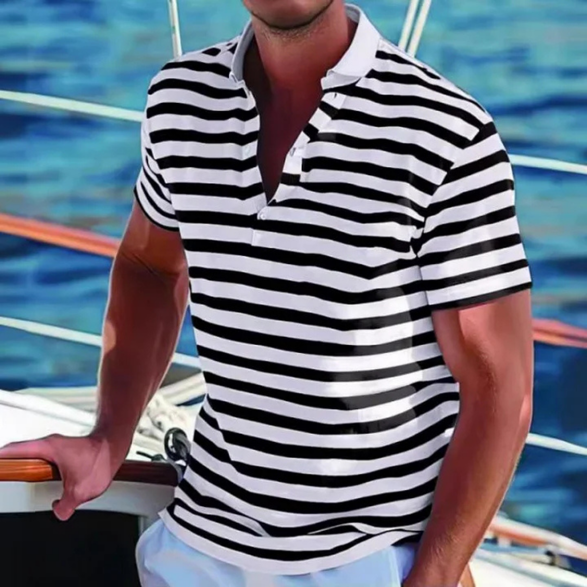 Mænds Polo Shirt Retro Stribet 2