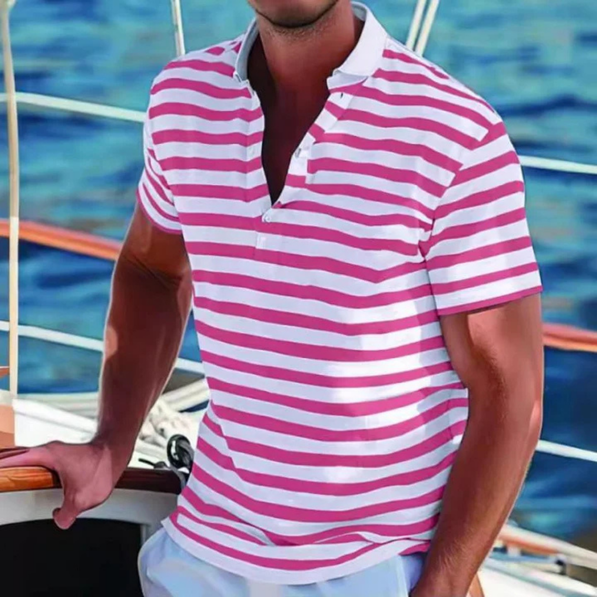 Mænds Polo Shirt Retro Stribet 3