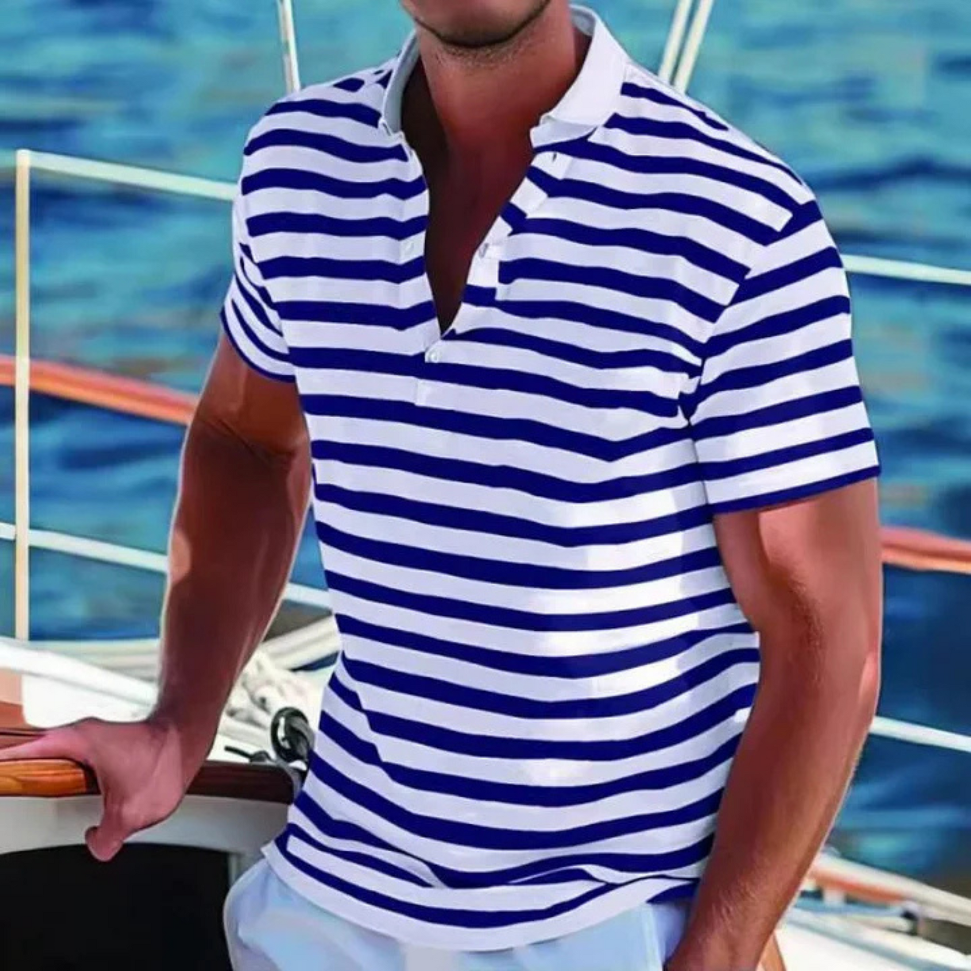 Mænds Polo Shirt Retro Stribet 4