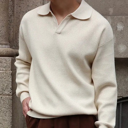 Mænds Polo T Shirt V-Hals Langærmet Casual Stil 3