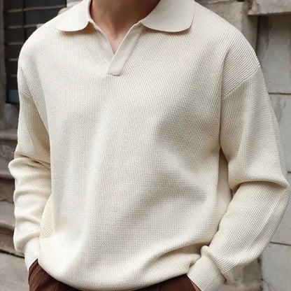 Mænds Polo T Shirt V-Hals Langærmet Casual Stil 4