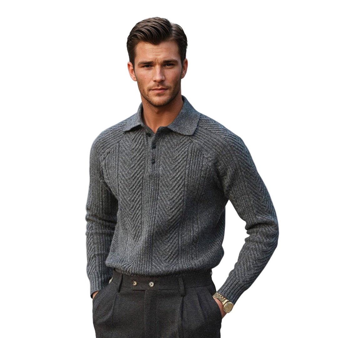 Mænds Poloshirt Klassisk Stil Ribbenstruktur 0