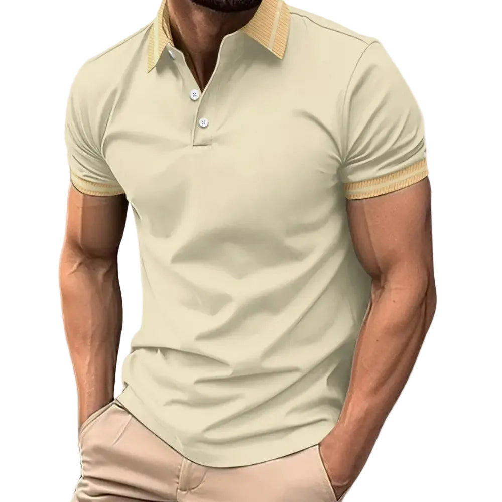 Mænds Poloshirt Kortærmet med Kontrastkrave Stilfuld Design 0