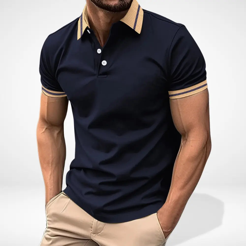 Mænds Poloshirt Kortærmet med Kontrastkrave Stilfuld Design 4