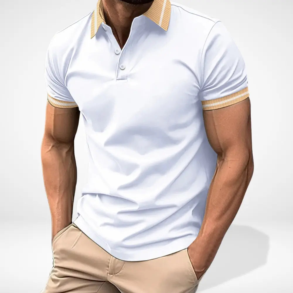Mænds Poloshirt Kortærmet med Kontrastkrave Stilfuld Design 7