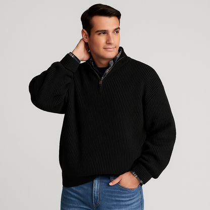 Mænds Pullover Sweater med Halv Lynlås 1