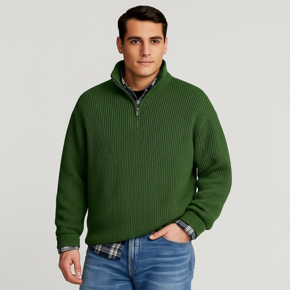 Mænds Pullover Sweater med Halv Lynlås 2