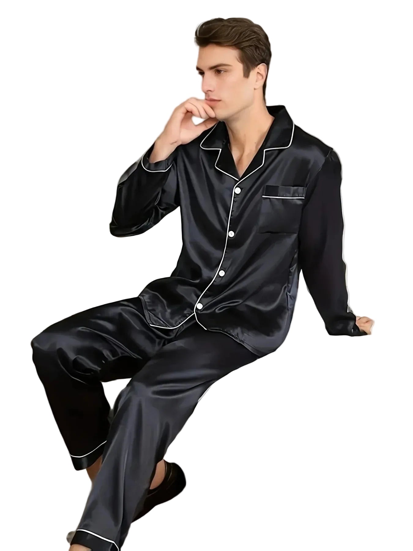 Mænds Pyjamas Sæt Stilfuld Design Til Afslapning 0