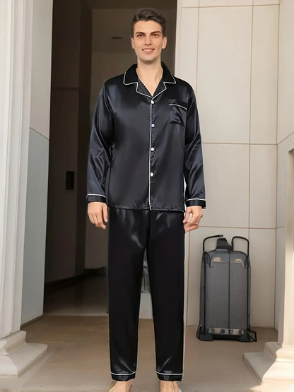 Mænds Pyjamas Sæt Stilfuld Design Til Afslapning 1