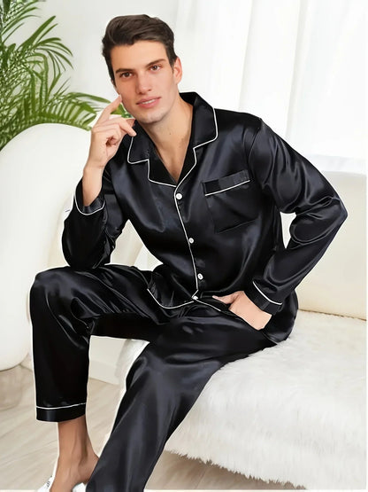 Mænds Pyjamas Sæt Stilfuld Design Til Afslapning 4