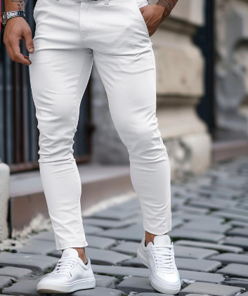 Mænds Slim Fit Denim Bukser Strækbart Materiale med Lommer 3