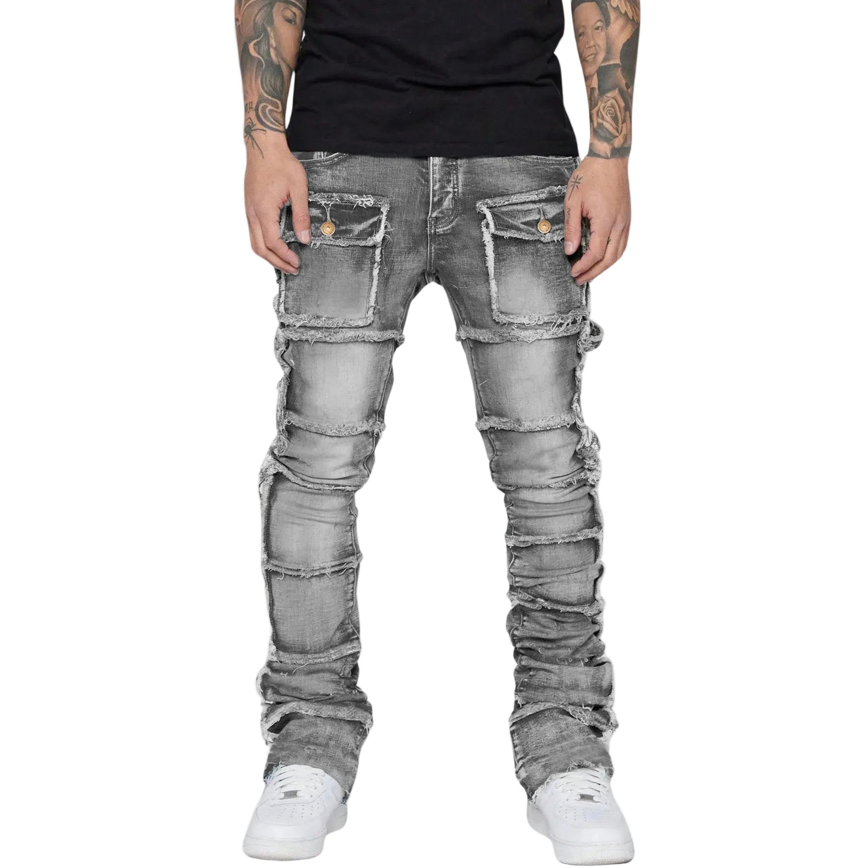 Mænds Slim Fit Jeans med Distressed Finish 0