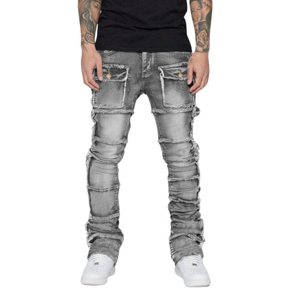 Mænds Slim Fit Jeans med Distressed Finish 0