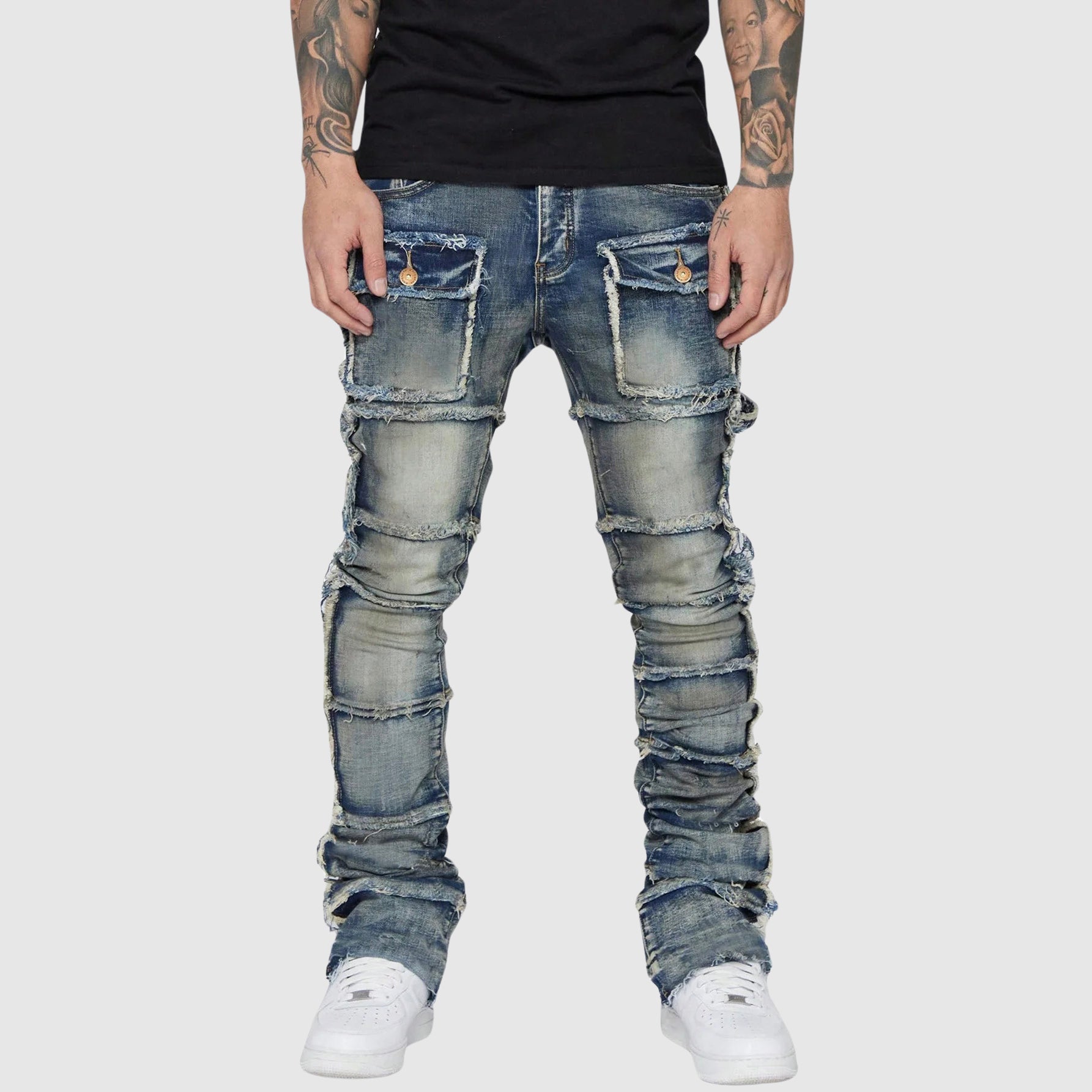 Mænds Slim Fit Jeans med Distressed Finish 2