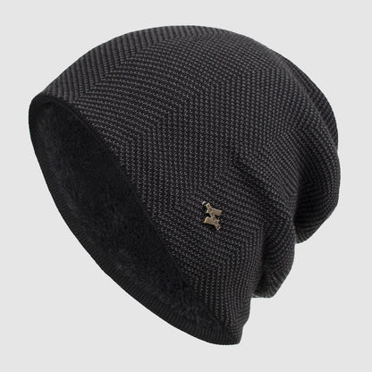 Mænds Slouch Beanie med Fleeceforing og Tekstureret Strikdesign 1