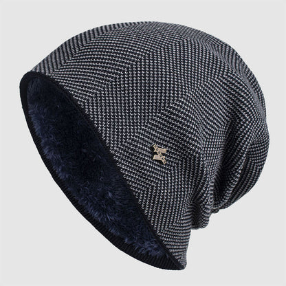 Mænds Slouch Beanie med Fleeceforing og Tekstureret Strikdesign 3