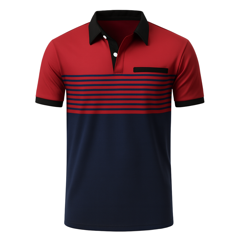 Mænds Sommer Poloshirt med Striber 0