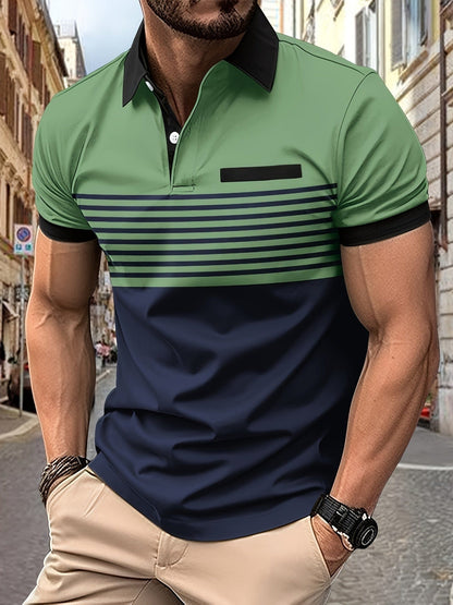 Mænds Sommer Poloshirt med Striber 8