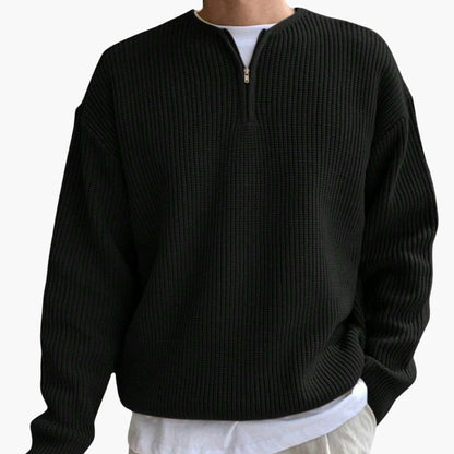 Mænds Strik Sweater med Halv Lynlås og Lange Ærmer 6