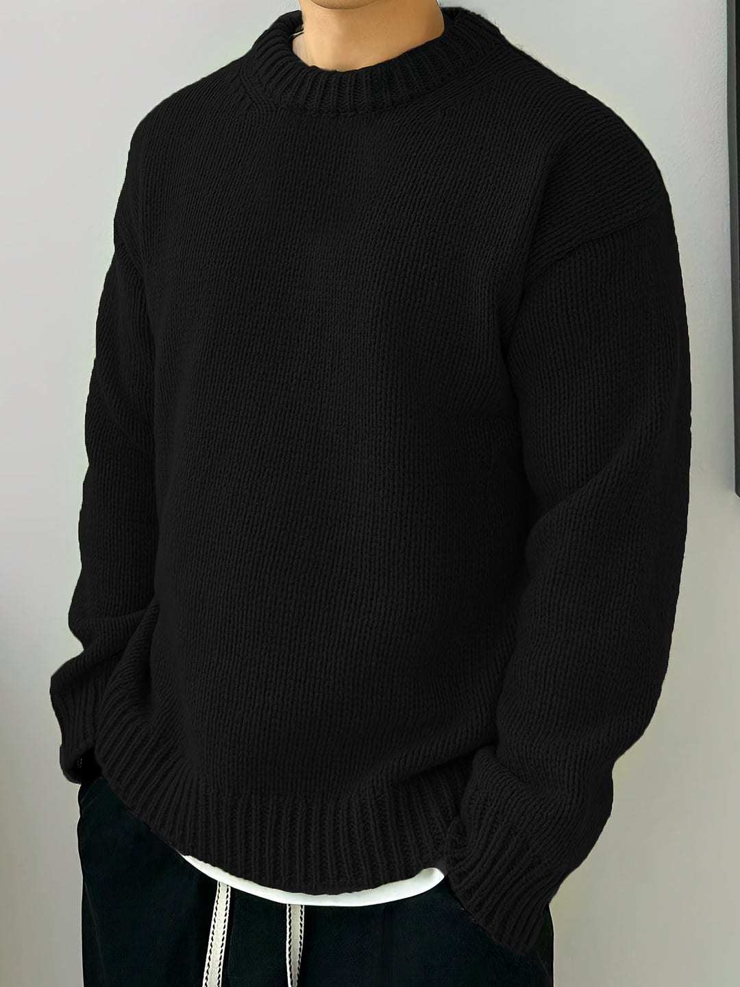 Mænds Strikket Sweater Enkel Stil 1