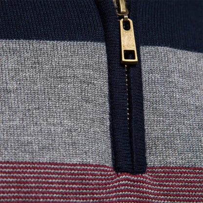 Mænds Sweater med Kvart Lynlås og Stribet Design 5