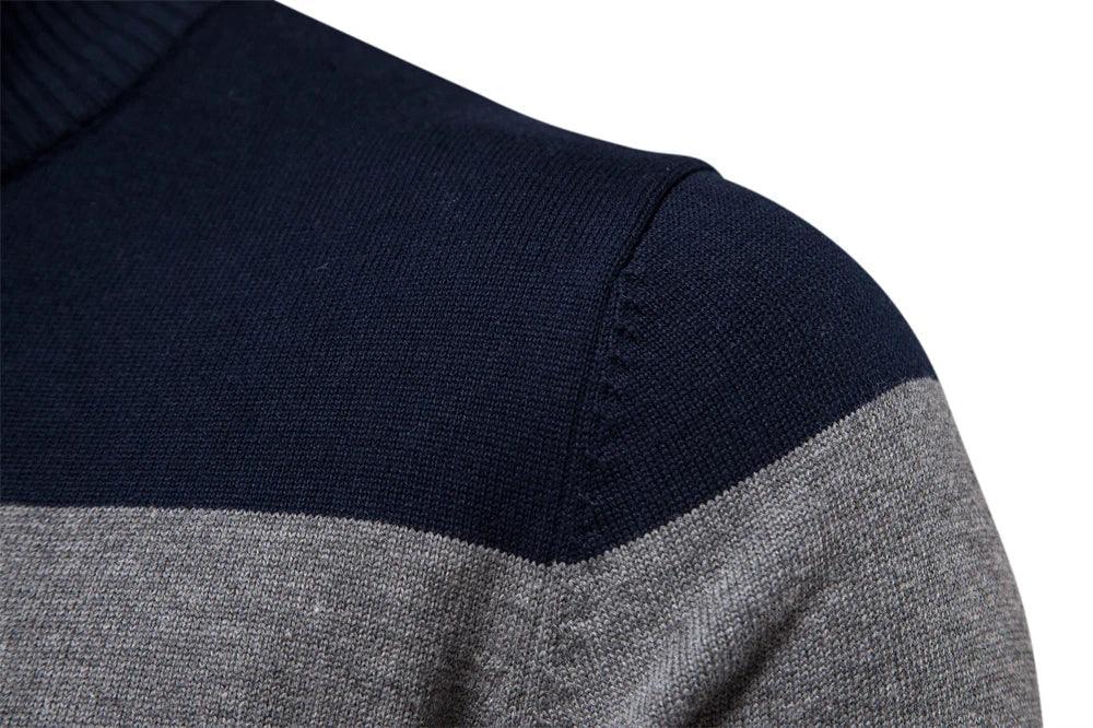 Mænds Sweater med Kvart Lynlås og Stribet Design 6