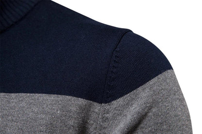 Mænds Sweater med Kvart Lynlås og Stribet Design 6